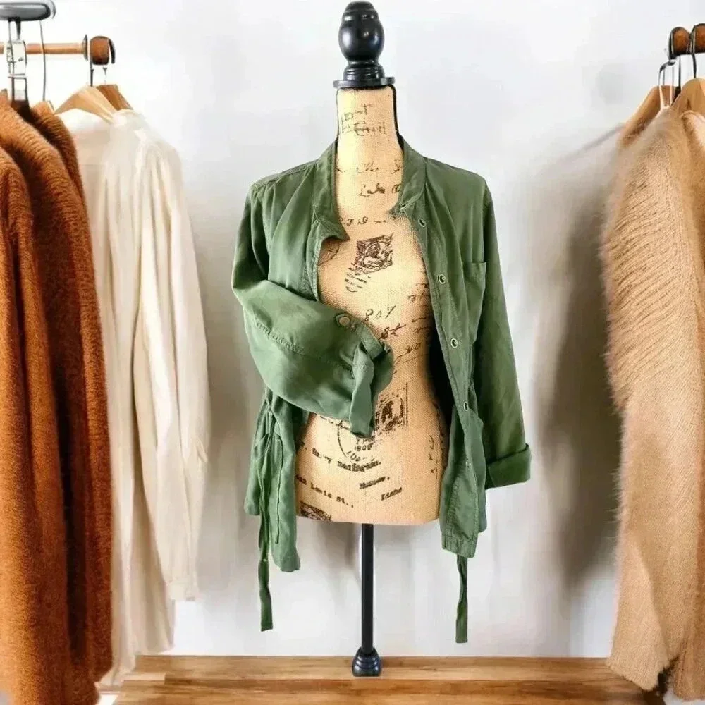 Sanctuary Olive Green Snap Front Lightweight Utility safari Jacket - Picture 4 of 6